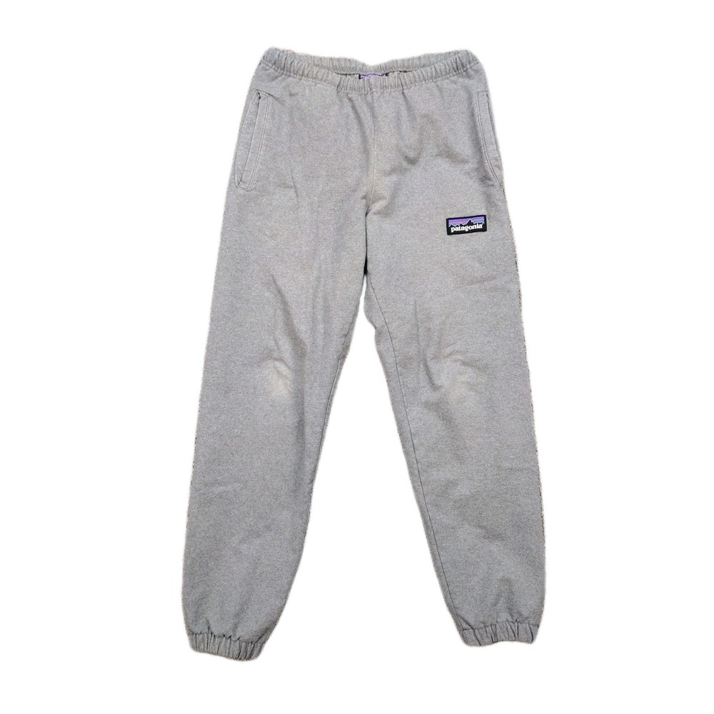 Patagonia Fleece Pants Mens Small Gray Big Logo Front/Back Retro Vintage Unisex